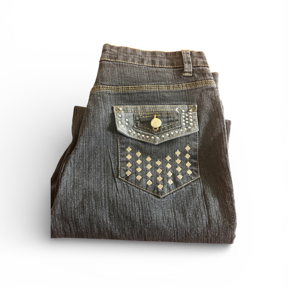 Women’s half folio dark washed jeans, size 8